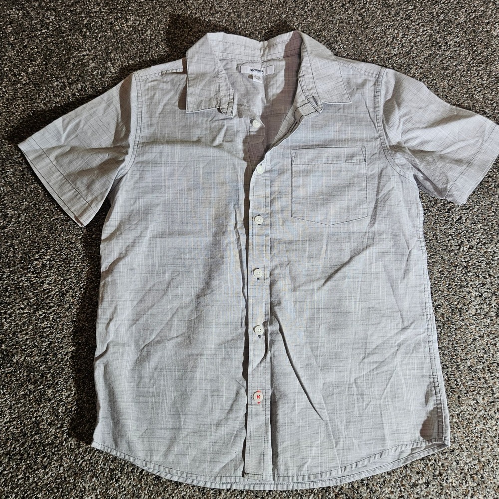 Sonoma Boys Gray Short Sleeve Button Down Shirt Regular Fit XL ES21W120RS